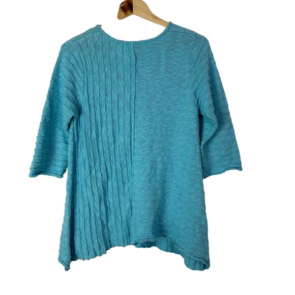 Habitat Sweater Womens Small Blue Textured Ribbed Lagenlook Pockets 100% Cotton - Picture 3 of 7